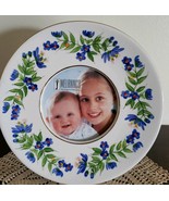 Melannco Brand 7.5&quot; Round ~ Glass Picture Frame ~ Painted Blue Floral De... - $35.80 CAD