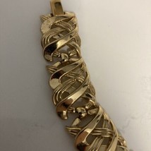 Vintage CROWN TRIFARI Wide Open Work Design Gold Metal  7&quot; Bracelet - £23.75 GBP