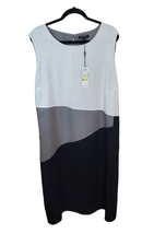 For Cynthia 3X Sheath Plus Sizes Linen Blend Dress Black White and Gray New - £36.53 GBP