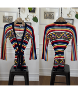 Vintage 70s Organically Grown Primary Rainbow Color Belted Cardigan Swea... - €30,89 EUR