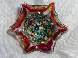 Vtg Venetian J.I.Co. Made In Italy Murano Glass Multi Colored Bowl Cente... - $39.95