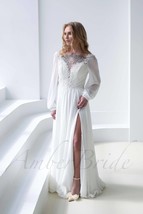 SELLOUT, IN STOCK: Floral Wedding Dress, Long Sleeve Wedding Dress, Bohemian Wed - £256.24 GBP