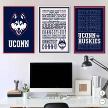 UConn Huskies Wall Art Blue White NCAA 3-Piece Adhesive Canvas Peel-and-... - $79.99