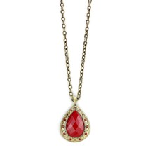 LO4686 - Antique Copper Brass Chain Pendant with Synthetic Synthetic Sto... - $449.44 MXN