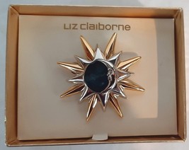 Liz Claiborne Brooch Pin Celestial Sun Moon Gold Silver Tone Signed LC NEW - £14.38 GBP