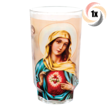 1x Cup Candle Our Lady Of Sacred Heart Mother Mary Design Glass Candle - £12.76 GBP