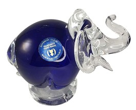 Bohemian Art Glass Blue Elephant Czech Republic Paperweight Figurine - £30.31 GBP