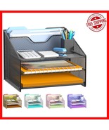 Multifunctional Mesh Desk Organizer - 3 Flat Trays &amp; 2 Vertical Holders ... - $715.68 MXN
