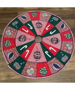 Christmas Tree Skirt Quilted Candy Canes Ornaments Gingham Country 48&quot; S... - $29.71 CAD