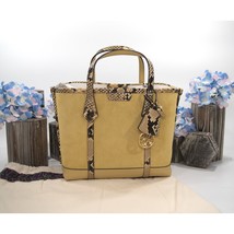 Tory Burch Perry Cornbread Suede Exotic Snake Small Triple Compartment Tote BNWT - £332.40 GBP