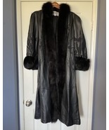 Vintage Dero Enteprises by Rocco D&#39;Amelio Women&#39;s Leather Fur Black Coat XS - £147.35 GBP