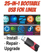 25-in-1, Bootable USB Drive for Linux Zorin, Mint, Kali, Ubuntu, Tails, ... - $618.42 MXN