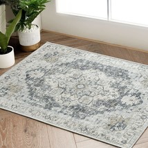 Jinchan Area Rug 2X3 Persian Rug Indoor Entryway Vintage Rug Grey Multi Print - £30.32 GBP