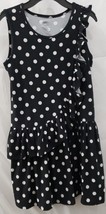 Wonder Nation Girls Asymmetric Ruffle Dress, Black/White Dots Size L/G(1... - $325.29 MXN