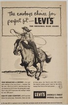 1952 Print Ad Levi&#39;s Original Blue Jeans Cowboy on Horse Twirls Rope - $18.88