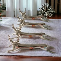 Silver Reindeer Place Card Sleek Holders Deer Christmas Set 4 Moose Elk Antlers - £19.51 GBP