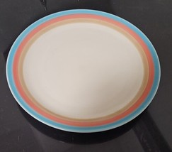 Sango Stoneware Plate 255 Beize Pink Blue 10 3/4&quot; - £3.88 GBP