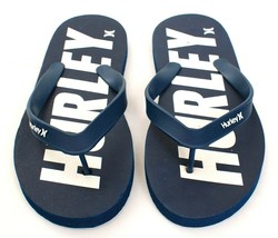 Hurley Signature Men&#39;s Blue Flip Flops Thong Sandals NEW - £27.52 GBP