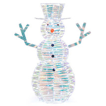 4 Feet Iridescent Christmas Snowman with White LED Lights and Ground Stakes - Co - €118,77 EUR