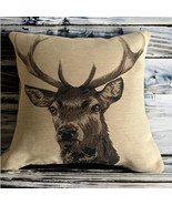 Hines of Oxford Deer Stag Reindeer Tapestry Pillow 12x12&quot; Made in Englan... - £69.59 GBP