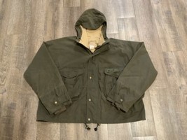 Vtg CC Filson USA Jacket Tin Cloth Waxed Hooded Style 1437 Size XXL Excellent - £389.27 GBP