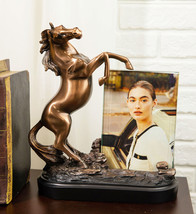 Ebros Rustic Western Wild Rearing Horse Statue With 4&quot;X6&quot; Glass Picture ... - $63.99