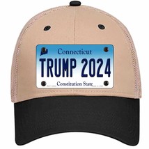 Trump 2024 Connecticut Novelty Khaki Mesh License Plate Hat - £22.79 GBP