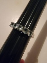 Vintage Silver Ring With Faux Diamond Crystal Rhinestone Size 9 - £41.04 GBP