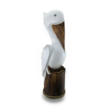 Zeckos Hand Carved Painted Wooden Pelican On Piling Statue Coastal - £31.28 GBP