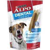 Purina Alpo Dental Chews Small Medium Dog Snacks 10 Ct Bag Best By 7/2024 - £14.67 GBP