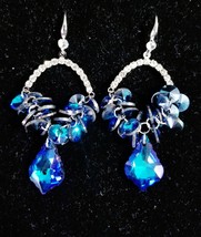 Blue Chandelier Earrings, Gift for Her, Bridesmaid Rhinestone Earrings, ... - $39.18