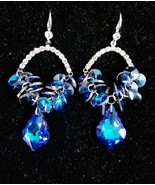 Blue Chandelier Earrings, Gift for Her, Bridesmaid Rhinestone Earrings, ... - £30.82 GBP