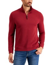 Club Room Men&#39;s Birdseye Quarter-Zip Pullover in Garnet Stone Red-Medium - $21.97