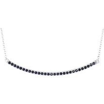 Authenticity Guarantee 
Blue Sapphire Bar Necklace 14k White Gold - £638.68 GBP