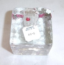 Blenko Glass Ice Cube Block Taper 2&quot; Candle Holders Solid Clear  - £10.54 GBP