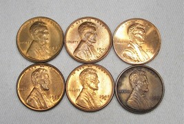 Lot of 6 Mixed Lincoln Cents Wheat Pennies UNC &amp; AU AG109 - $48.31