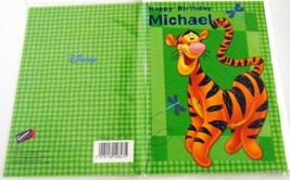 "Happy Birthday Michael" Card for Boy Mens Male Green Birthday Greeting Disney - $3.73