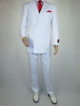 Men Apollo King Double Breasted Suit Classic Peak Lapel Pleated DM26 White image 13