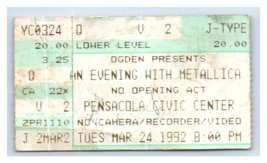 Metallica Concert Ticket Stub March 24 1992 Pensacola Florida - $24.74