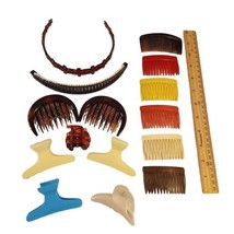 Vintage Hair Clips Claws Combs Plastic Multi-Color 15pc Bundle Pack Accessories - £14.64 GBP