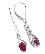 Lab Created Ruby Earrings Diamond Accent - £227.28 GBP