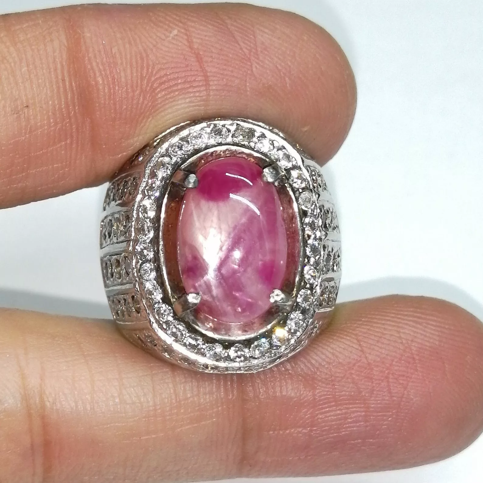 Natural 9.05 CT Burmanese Star Ruby Silver Handmade Mens Ring - $475.00