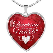 Express Your Love Gifts Teaching is a Work of Heart Necklace Engraved 18k Gold H - £55.35 GBP