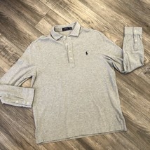 Polo Ralph Lauren Long Sleeve Polo Shirt Size XL Grey Pique PRISTINE Button - £25.65 GBP
