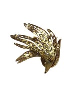 Vintage 1980’s Brooch Gold Tone Swirls Openwork Feathers Signed Monet Je... - £15.41 GBP