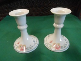 Beautiful Lenox "Country Cottage Courtyard" Chinastone ..Pair Candle Holders - $32.26