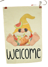 Welcome Summer Gnome Garden Flag Double Sided Burlap 12 x 18 - £7.46 GBP