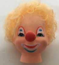 Vintage doll making rubber 2 clown doll head lot blond hair blue eyes red nose - $19.75