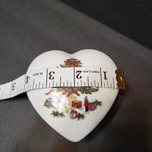 Porcelain Trinket Box, Heart shaped, Christmas Tree, Vintage Holiday Candy Dish image 6