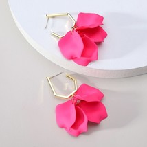 Korean Fashion Acrylic Rose Petals Flower Dangle Earrings For Women 2022 Trend D - £10.41 GBP